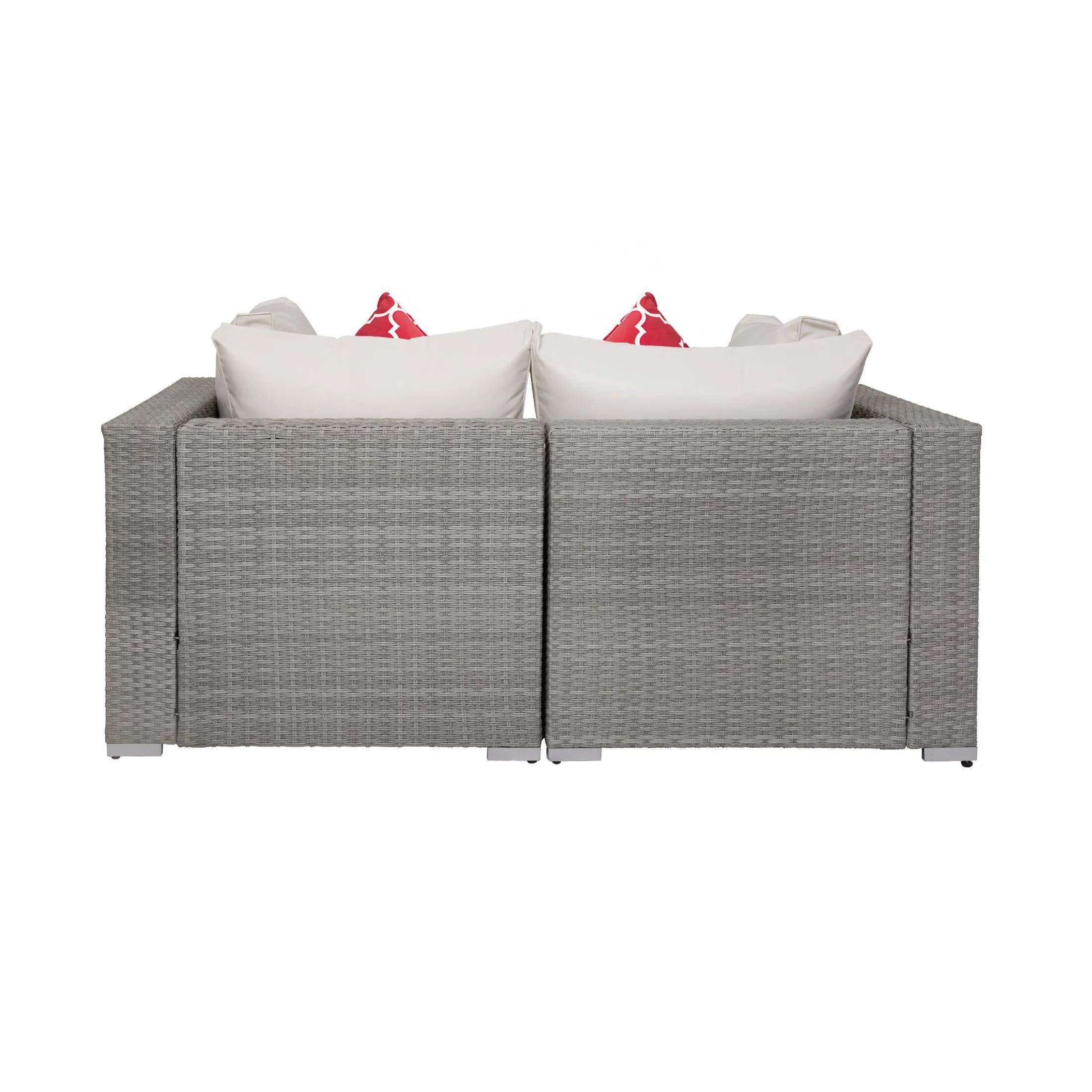 London 2-Piece Outdoor Patio Rattan Wicker Modular Sofa Gray/Ivory