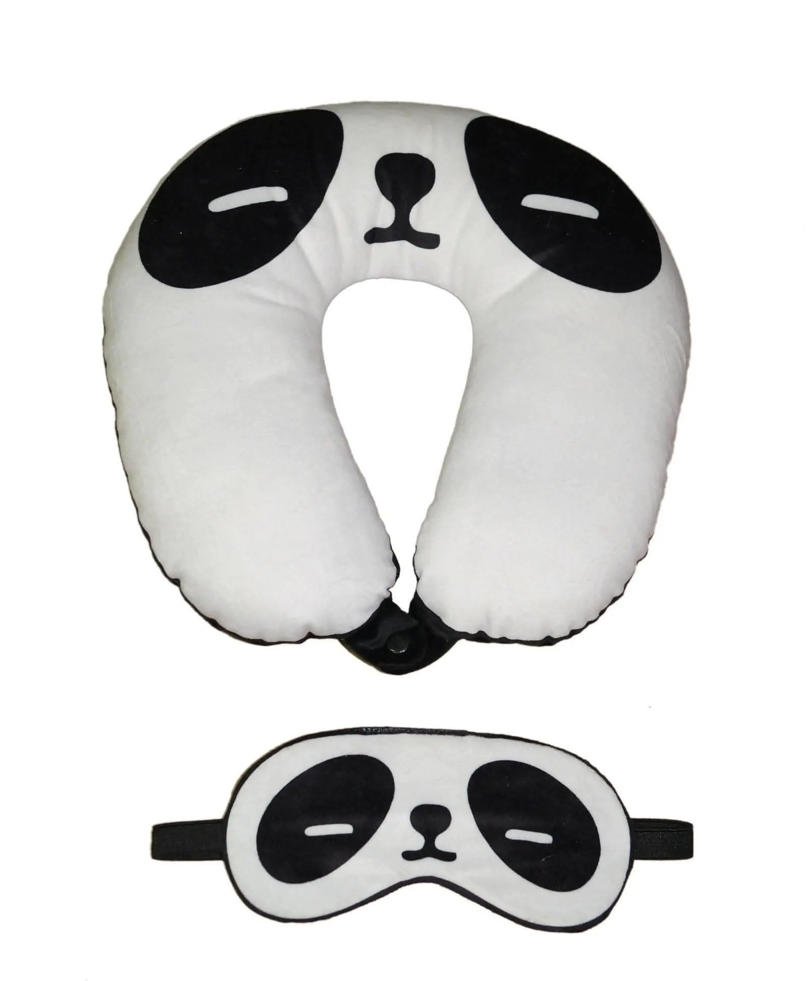 Lushomes neck pillows and eye masks, Black & White Smooth Velvet Neck Travel Pillow and Eye mask (Cervical Pillow, Pack 2, 12 x 12 inches) (White - Black)