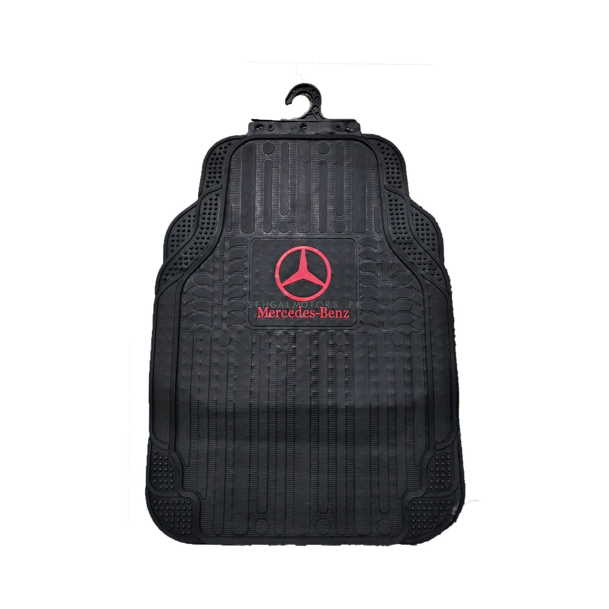 Mercedes Benz Universal PVC Rubber Floor Mat Black With Red Mix Design 5 Pcs - Pvc Floor Mats | Car Mats | Vehicle Mats | Foot Mat For Car