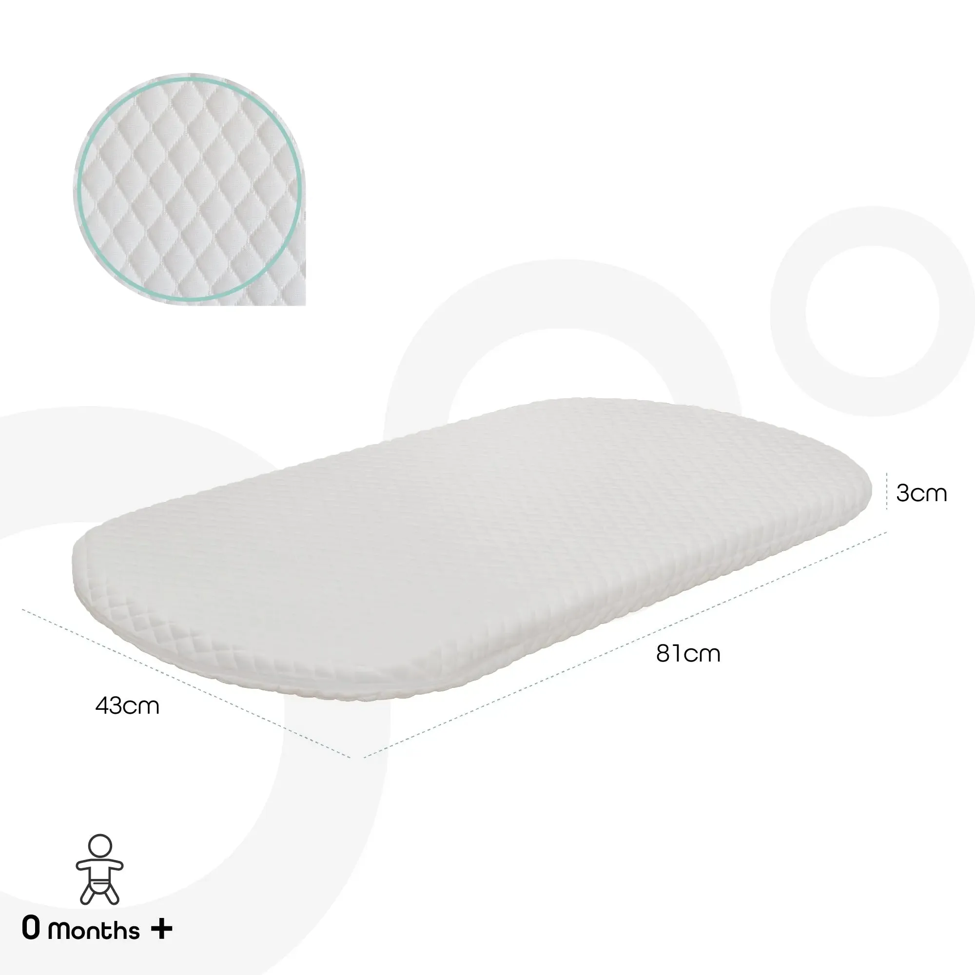 Moon - Crib & Bassinet Mattress - Toddler Mattress, Removable Cover (White)