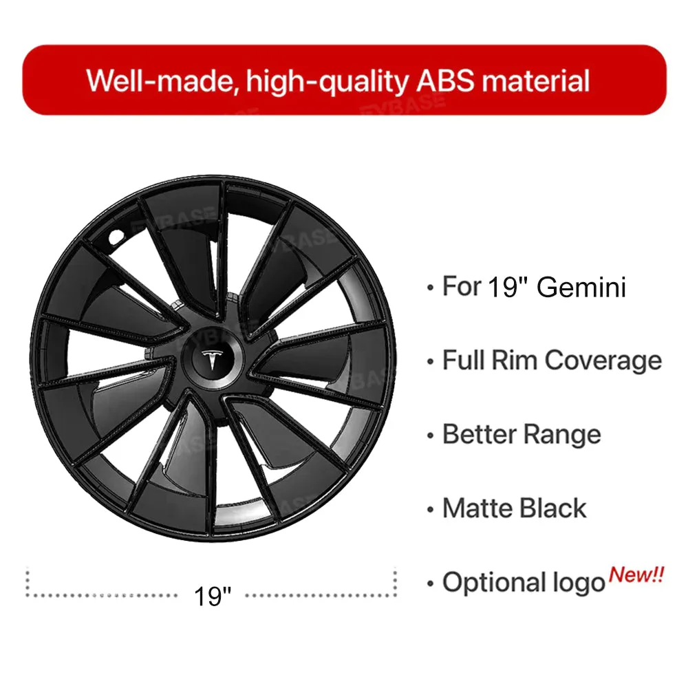 New Tesla Model Y 19" Gemini Wheel Covers Hubcaps Inspired By Model 3 Performance Wheel Caps Rim Protector 4PCS