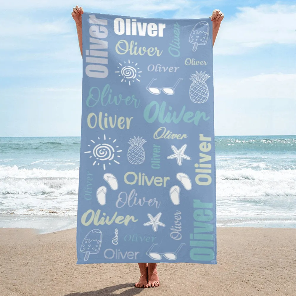 Personalized Lovely Kid Towel for Summer & Beach, Beach Towels for Kid Boy Girls