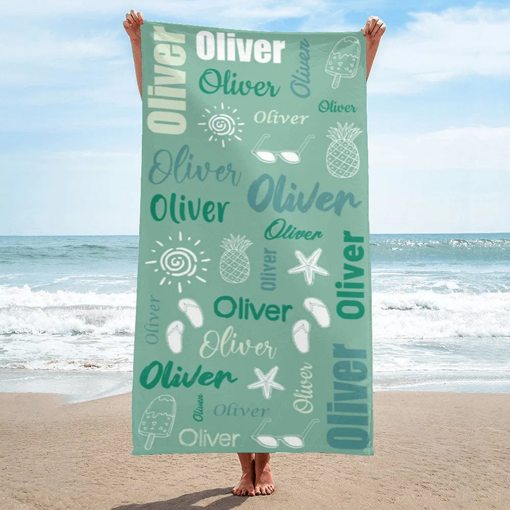 Personalized Lovely Kid Towel for Summer & Beach, Beach Towels for Kid Boy Girls