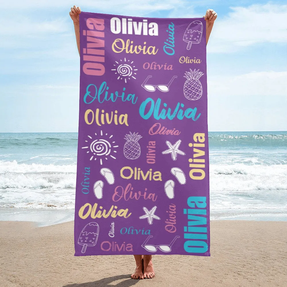 Personalized Lovely Kid Towel for Summer & Beach, Beach Towels for Kid Boy Girls