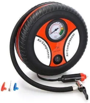 Portable Electric Mini DC 12V Tyre shape Air Compressor Pump for Car & Bike Tyre Tire Inflator Pump for Car and Bike Tyre Tire Inflator