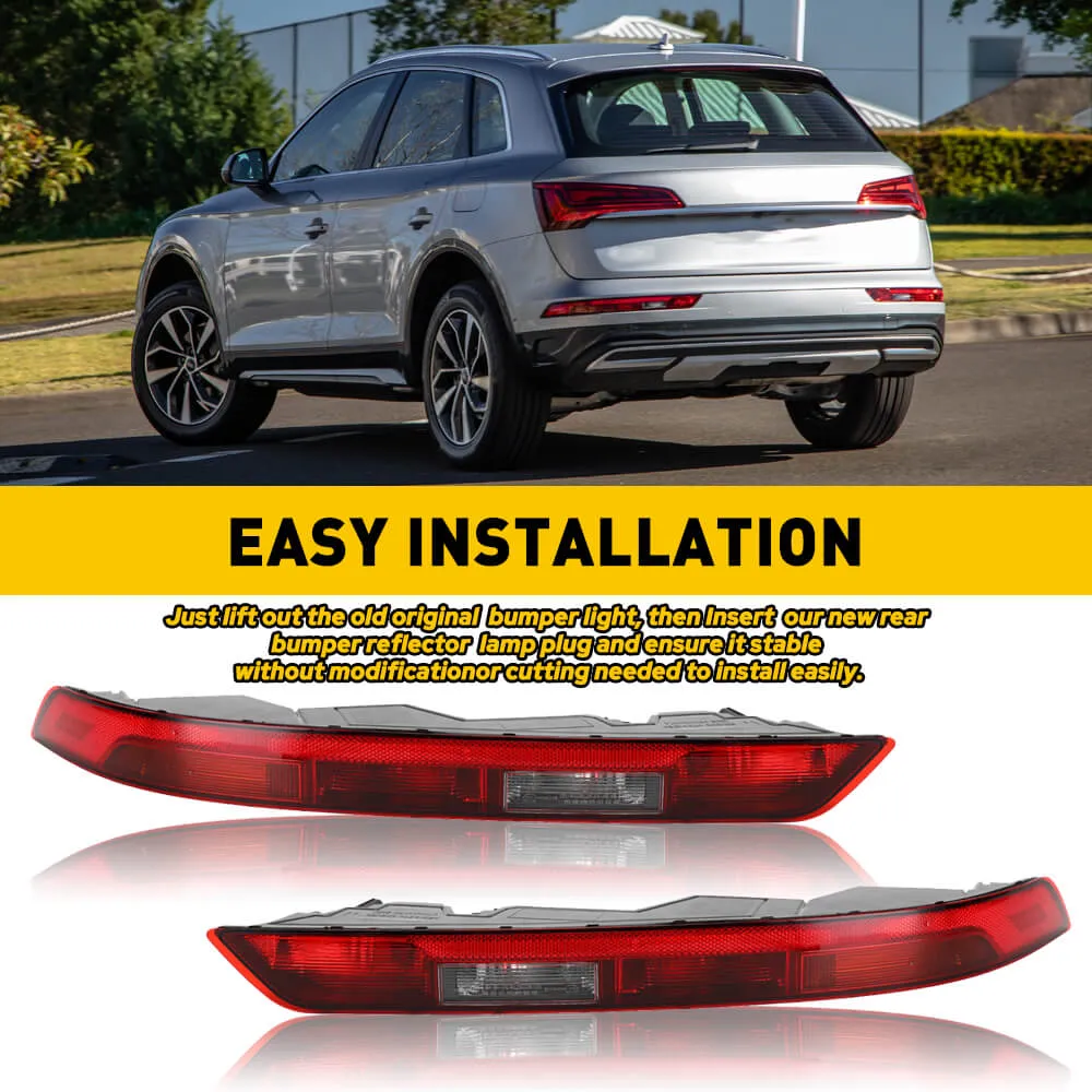 Rear Bumper Reverse Tail Light Fog Lamp Compatible with 2018-2021 Audi Q5 (with 5 holes type)