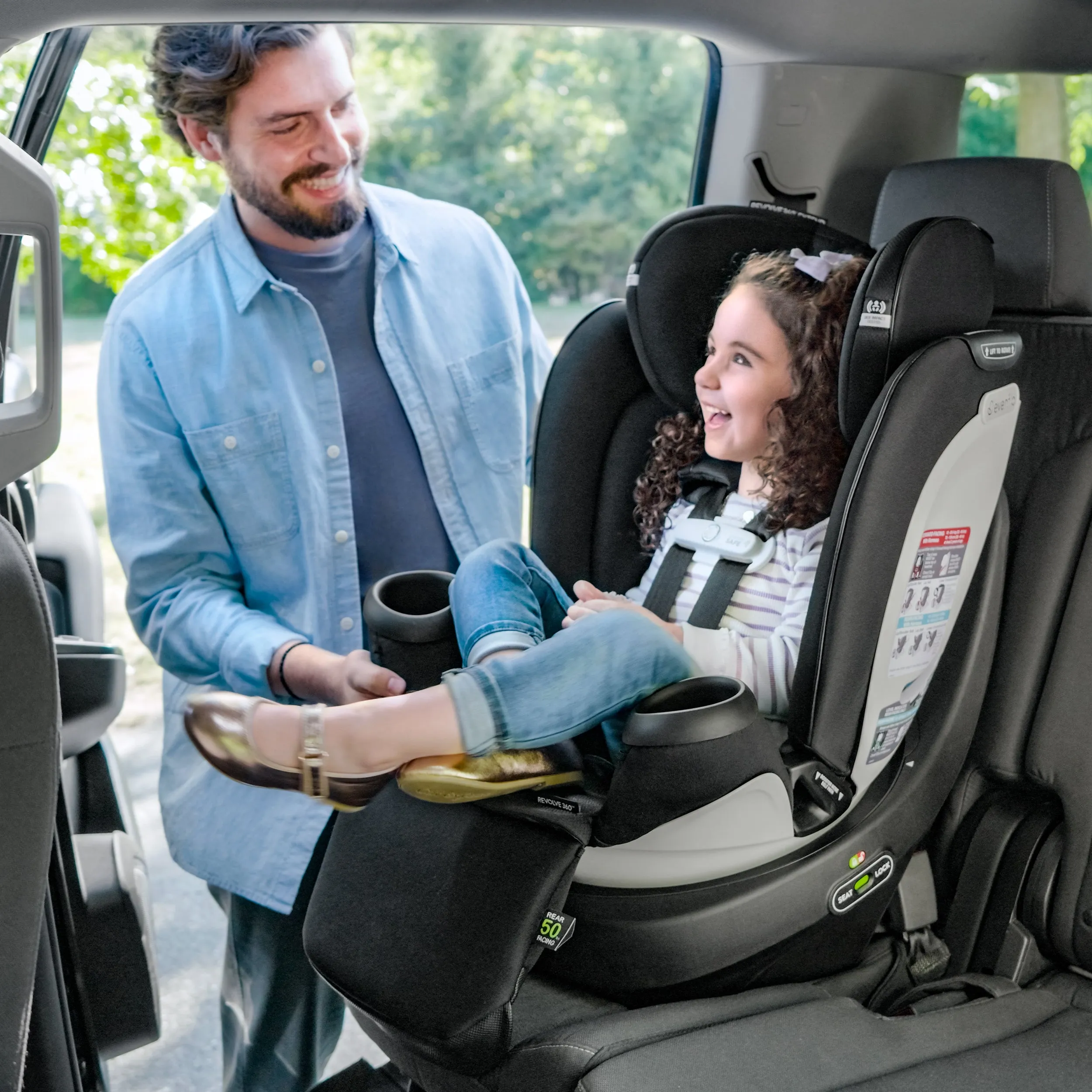 Revolve360 Extend All-in-One Rotational Car Seat with Green & Gentle Fabric