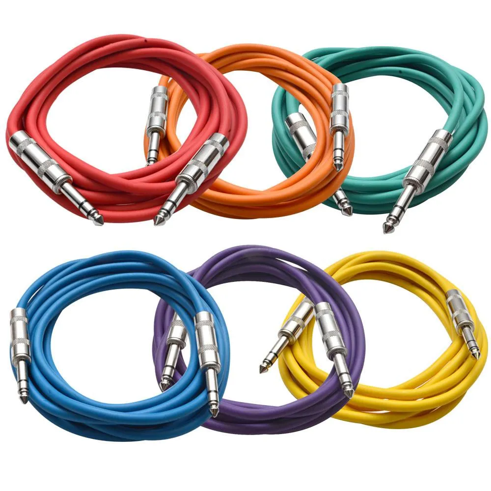 SATRX-10 - 6 Pack of Multiple Colors 10 Foot TRS Patch Cables