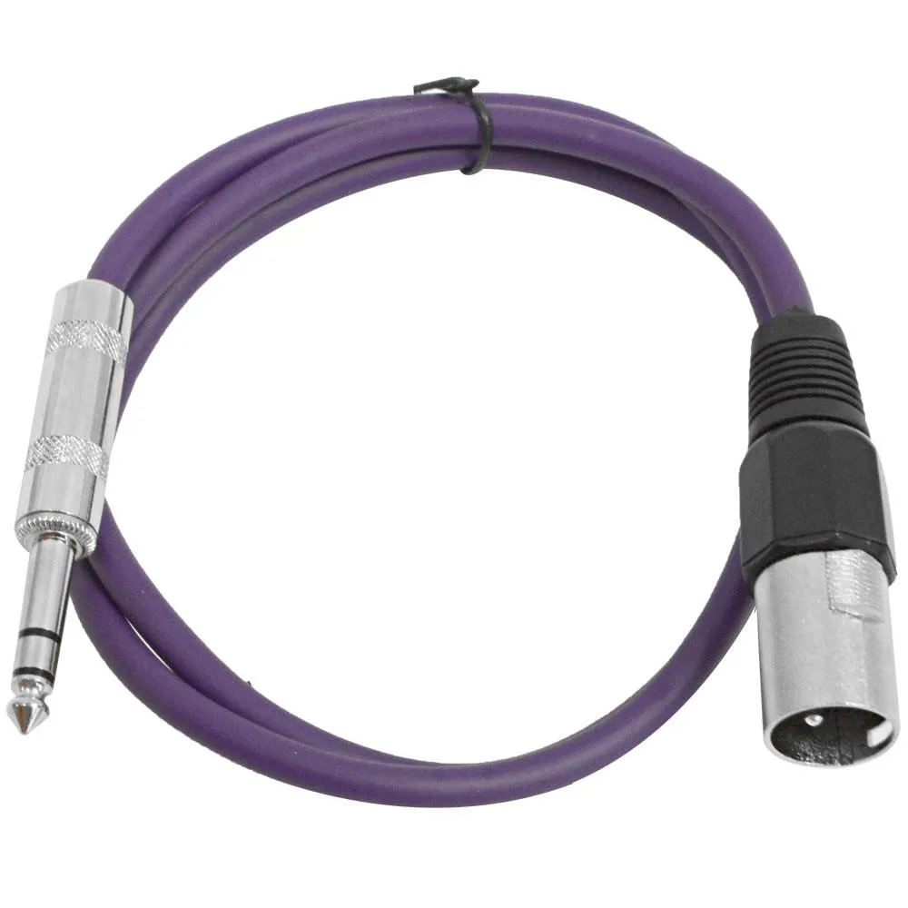 SATRXL-M3 - 6 Pack of Purple 3' XLR Male to TRS Patch Cables