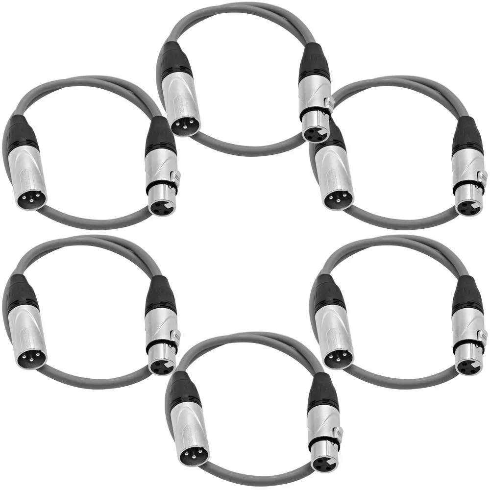 SAXLX-2 - 6 Pack of Gray 2 Foot XLR Patch Cables