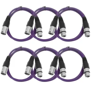 SAXLX-3 - 6 Pack of Purple 3 Foot XLR Patch Cables