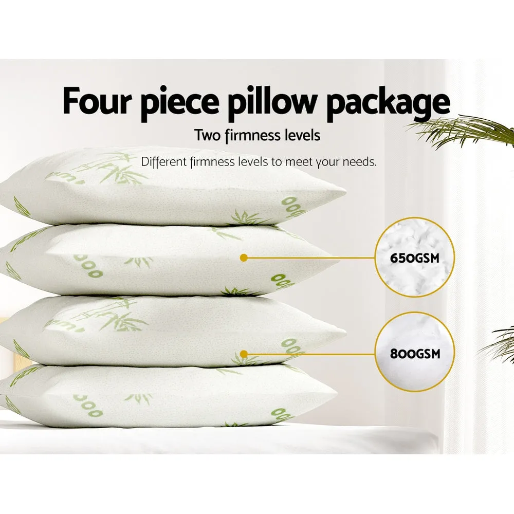 Set of 4 Bamboo Pillow Family Hotel