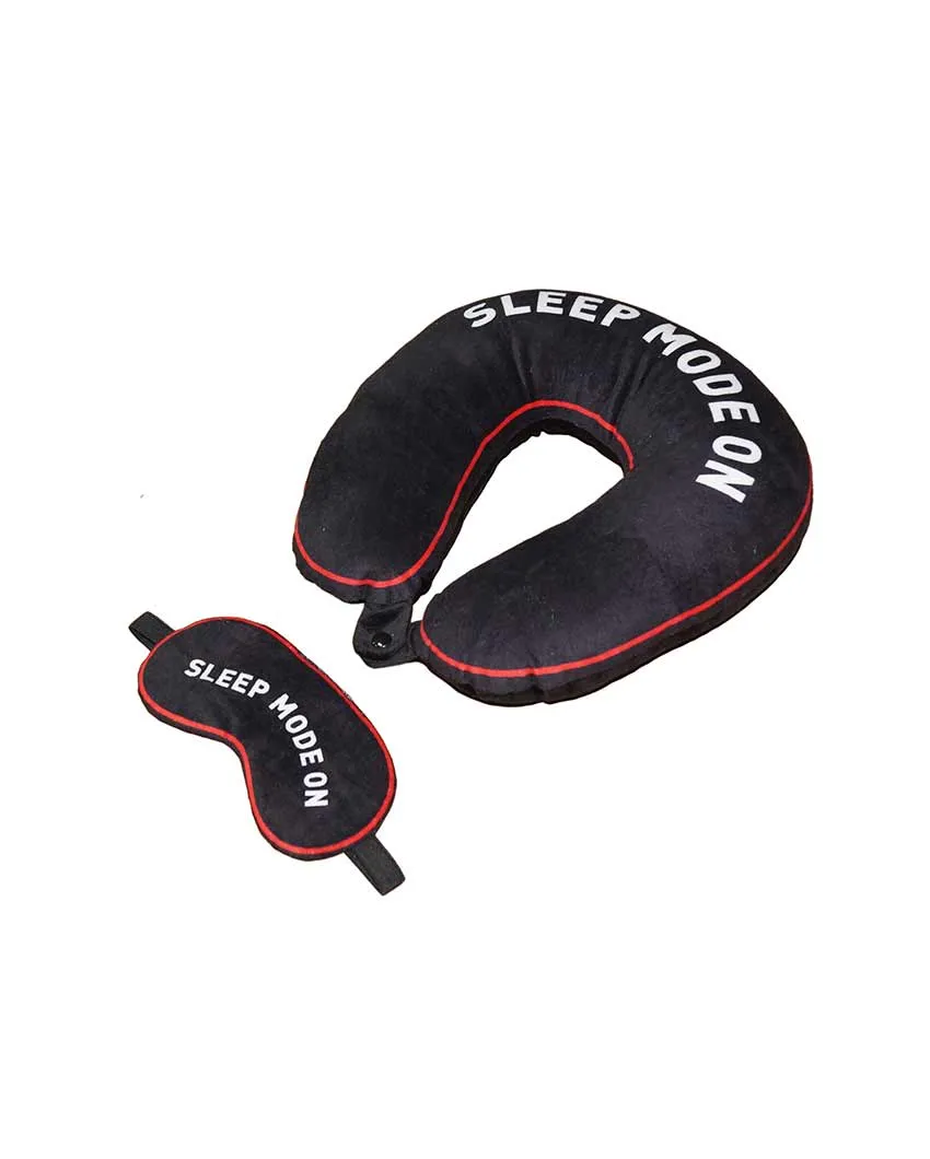 Smooth Velvet Black Neck Pillow With Eye Mask