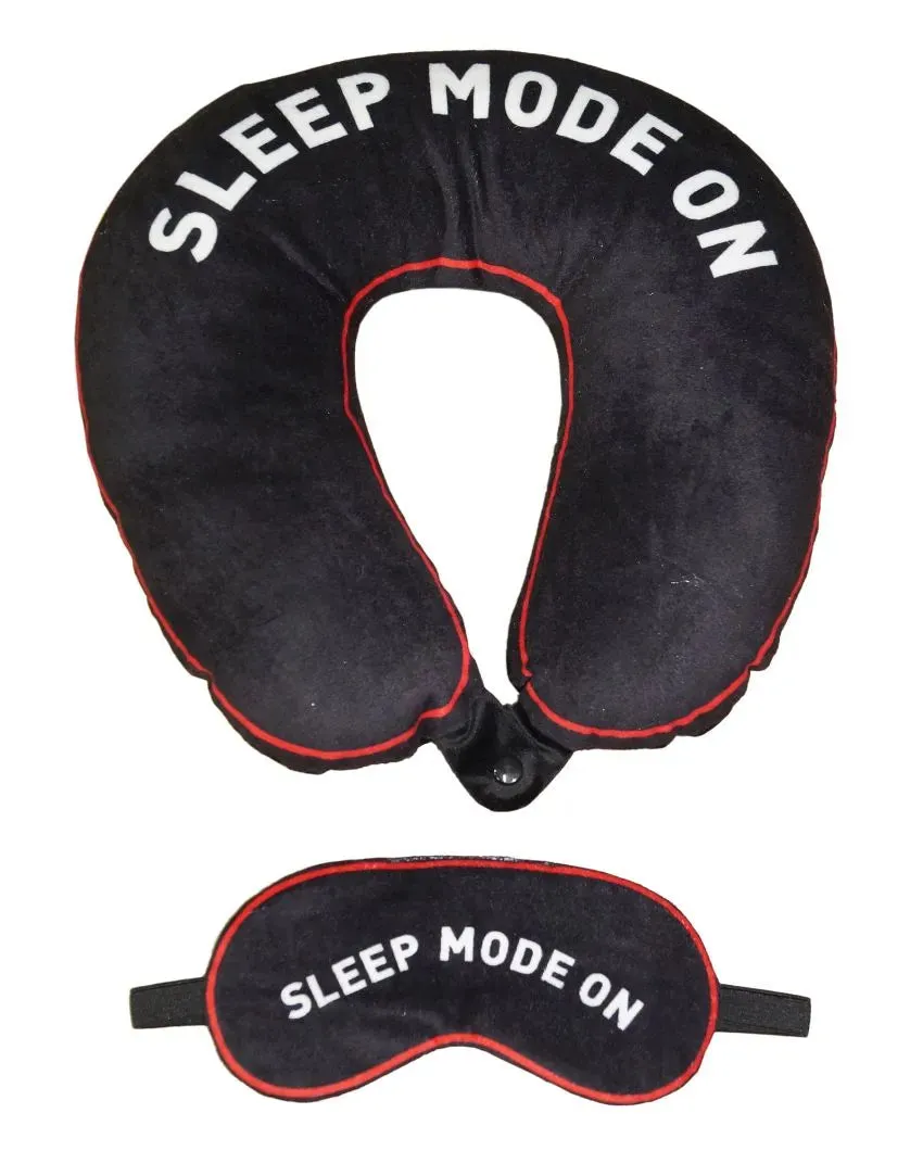 Smooth Velvet Black Neck Pillow With Eye Mask