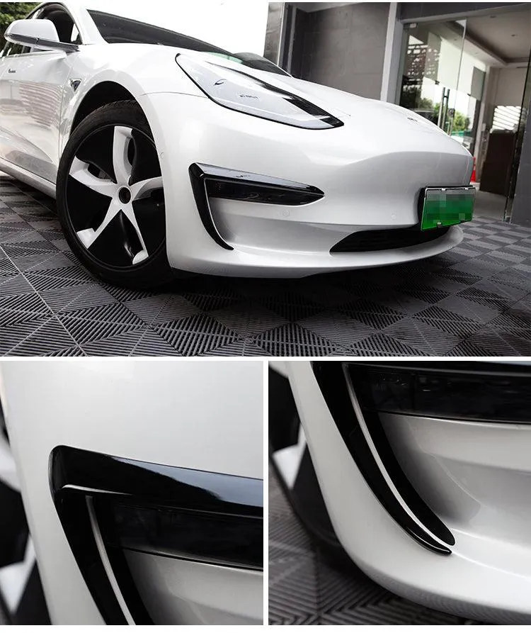 TAPTES® Front Fog Light Trim Cover Fog Lamp Frame Blade Trim Eyebrow Spoiler for Tesla Model 3 2017-2021