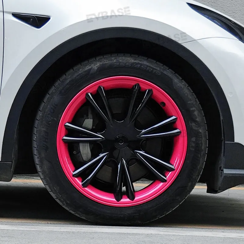 Tesla Model Y Bicolor Wheel Covers 19 Inch ABS Rim Protector Covers Sport Wheel Caps 4PCS