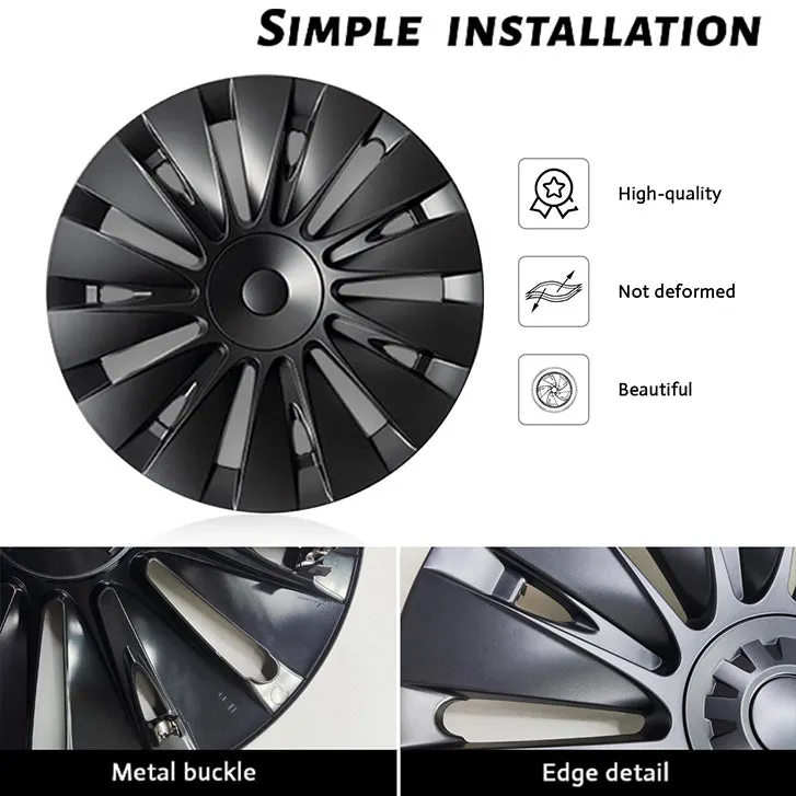 Tesla Model Y Induction Wheel Covers 19 inch 4PCS Matte Black Model Y Accessories