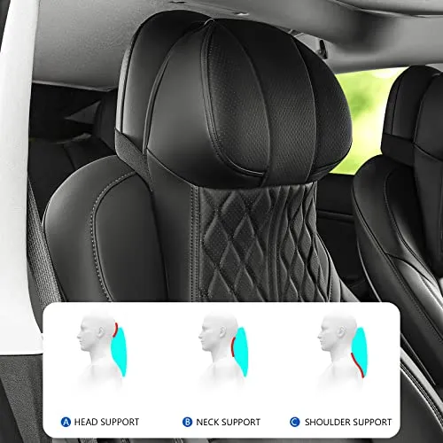 Ultimate Seat Comfort Package for Both Front Seats for Tesla Model 3 & Y (Headrest Cushion, Back Cushion & Seat Cushion-Black)