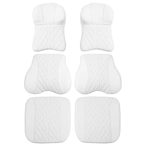 Ultimate Seat Comfort Package for Both Front Seats for Tesla Model 3 & Y (Headrest Cushion, Back Cushion & Seat Cushion-White)