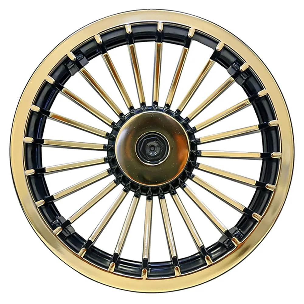 Universal 8" Golf Cart Hub Cap- Turbine Black/Gold | RHOX