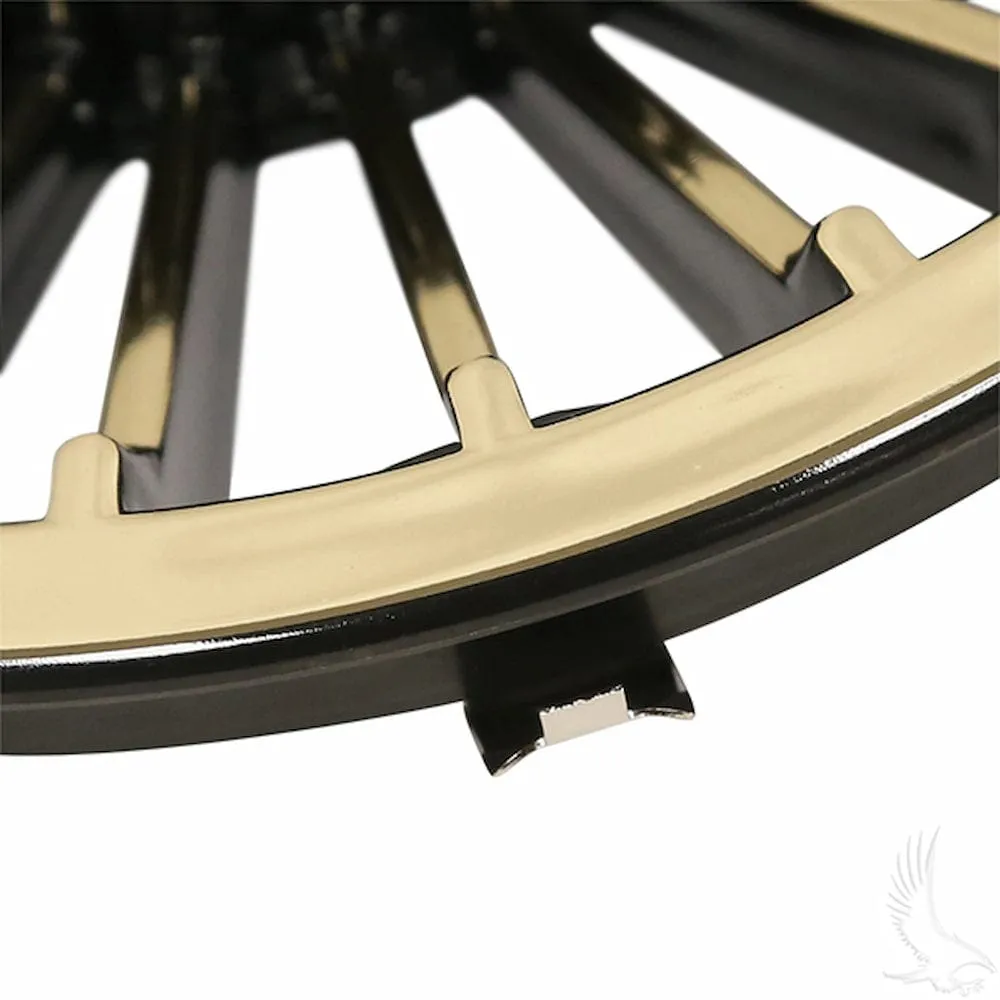 Universal 8" Golf Cart Hub Cap- Turbine Black/Gold | RHOX