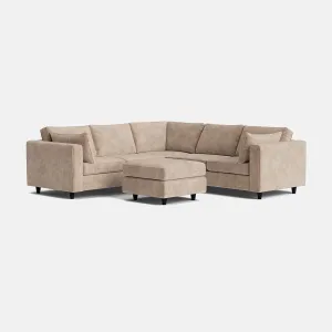 Winchester Luxe Chenille Double Corner & Footstool Set - Sand Dune