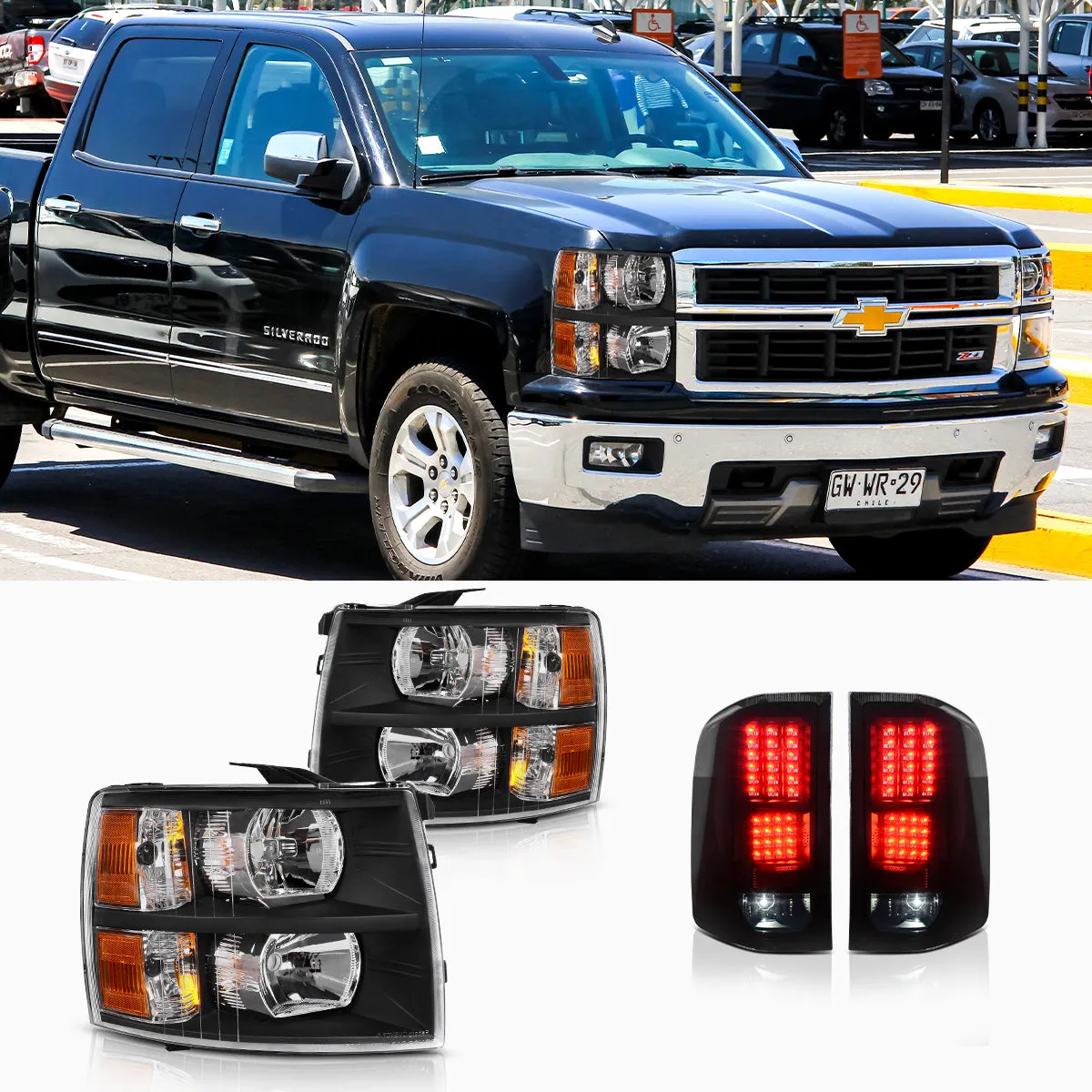 YITAMOTOR® 2007-2014 Chevy Silverado Headlights   Tail Lights Replacement