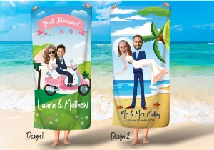 Your Face Wedding Beach Towels, Couples Beach Towels, Mr& Mrs Towels, Just Married Towel, Funny Bridal Shower Beach Towel, Destination Wedding